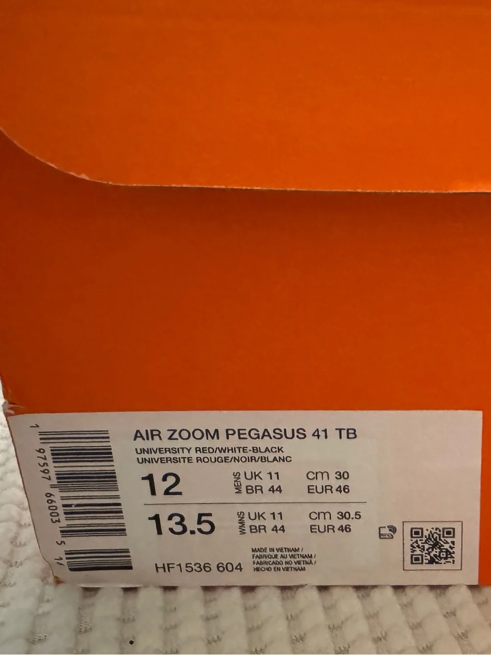 NWT Nike Air Zoom Pegasus 41 in University Red (no collegiate logo on shoe)